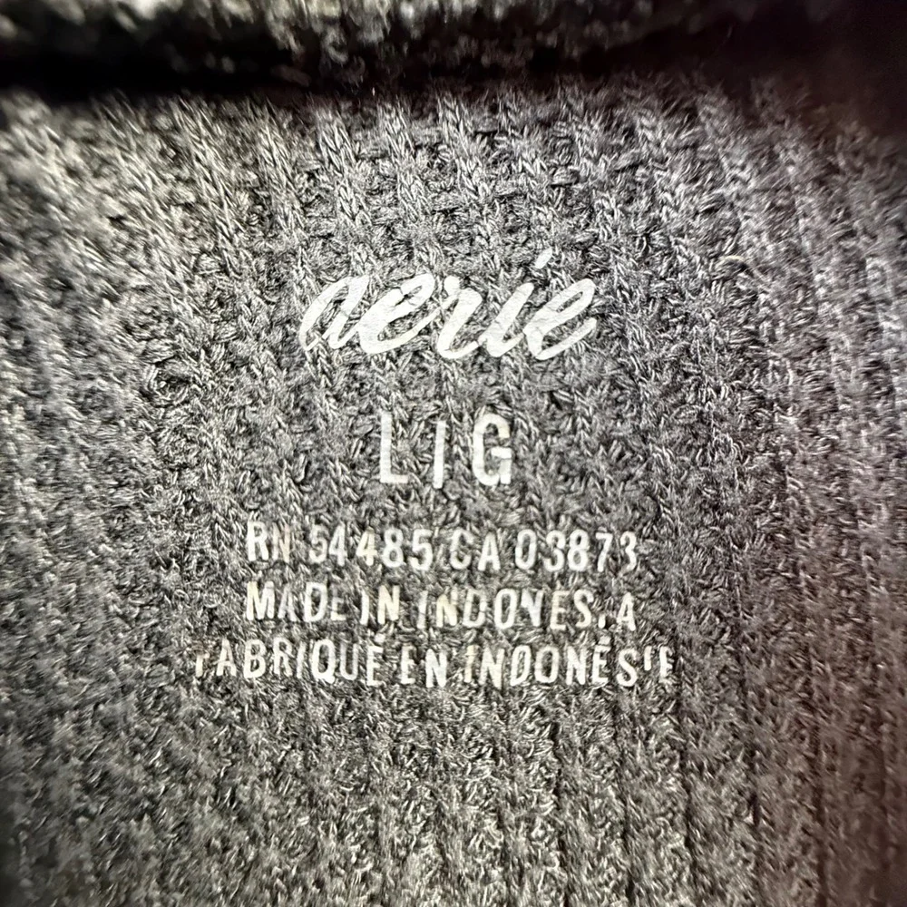 Aerie Women Charcoal Grey Waffle Knit Cargo Jogger Lounge Pants Size Large